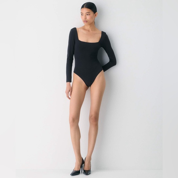 Babaton Aritzia Black Square Neck Long Sleeve Bodysuit Size S - Picture 14 of 16